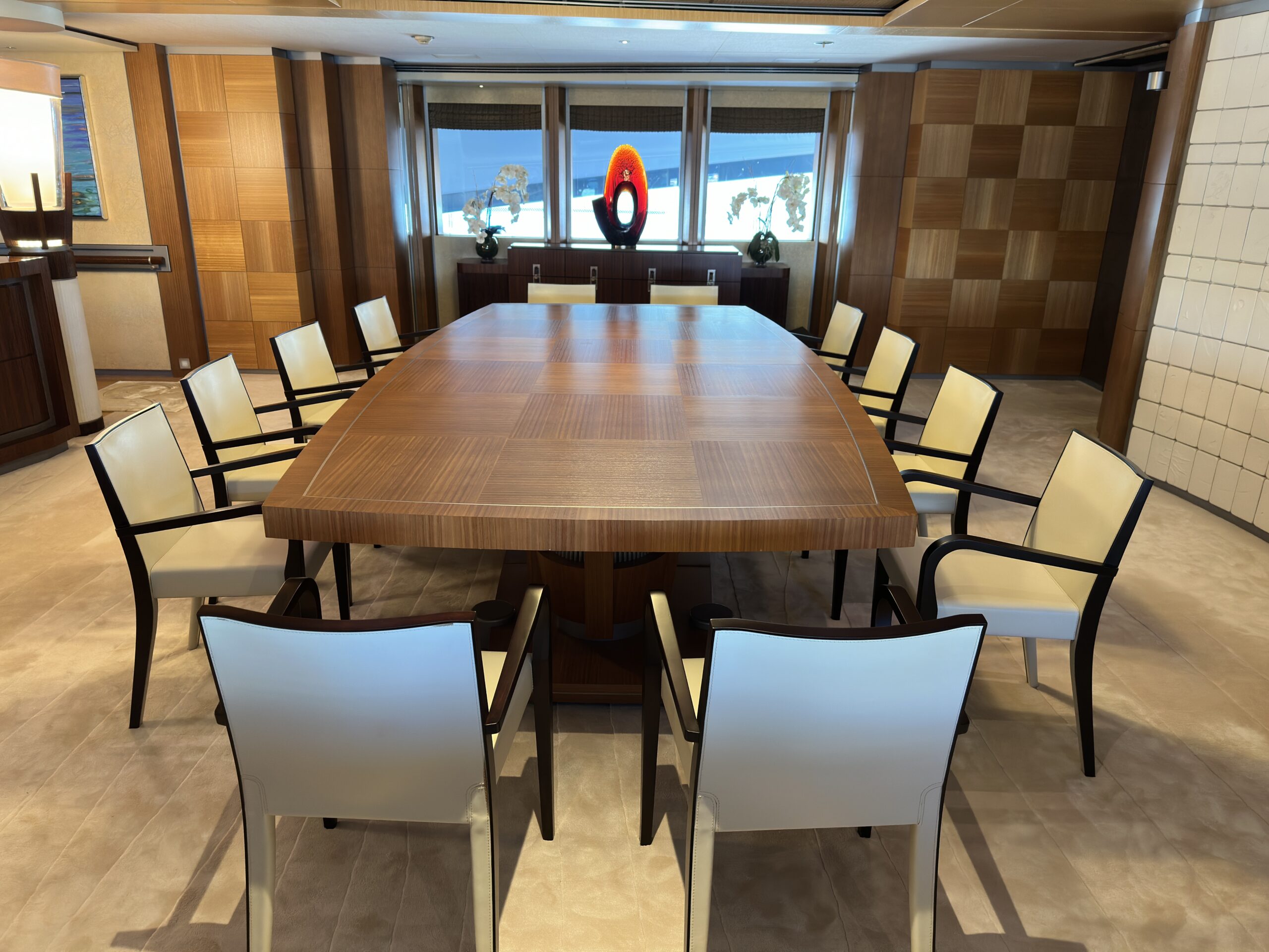 "Handcrafted bespoke furniture display in Malta showroom."
