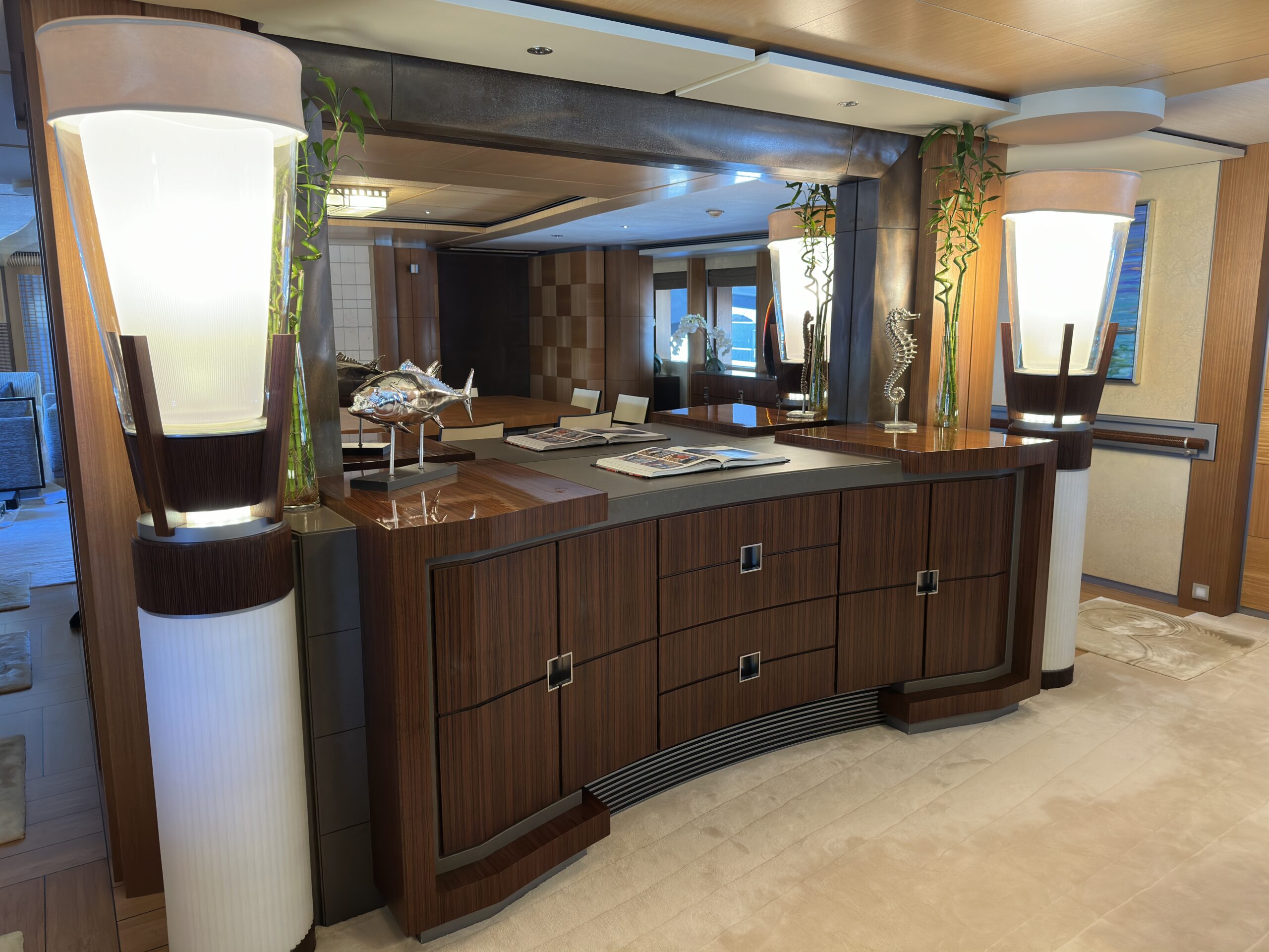 "Luxury wood furniture in elegant Malta interior"